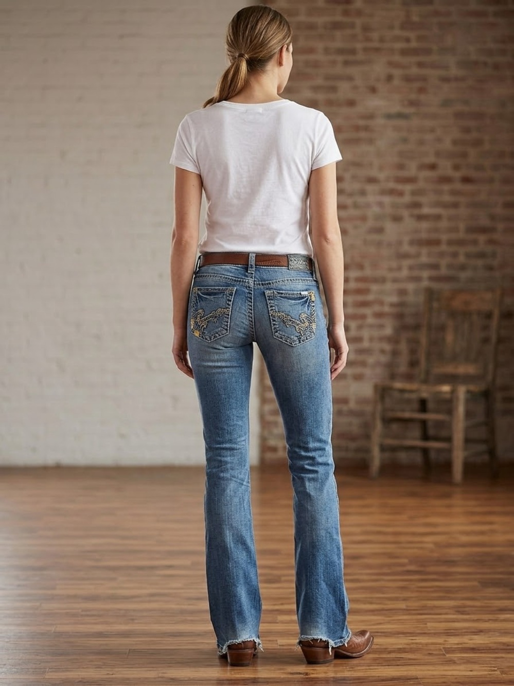 Silver Jeans Co. Tuesday Y2K Low Rise Embroidered Studded Bootcut 31x33